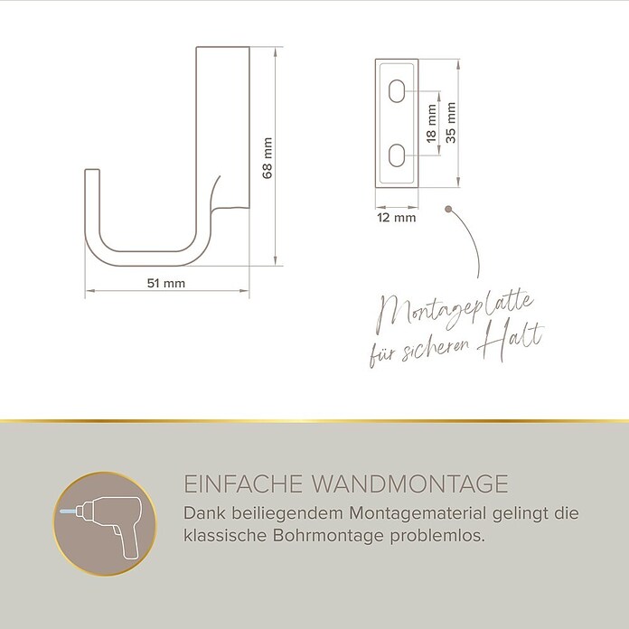 Lenz Aura Handtuchhaken (1-armig, Verchromt)