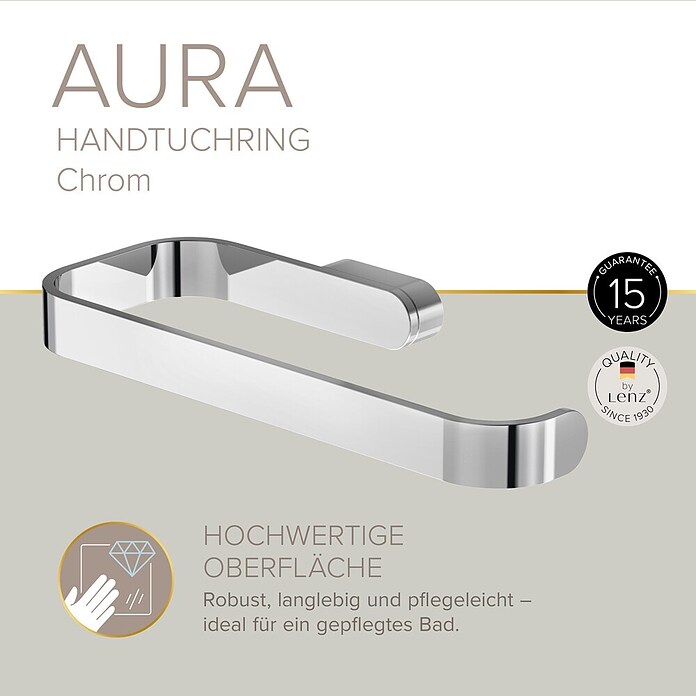 Lenz Aura Handtuchring (Chrom, Glänzend)