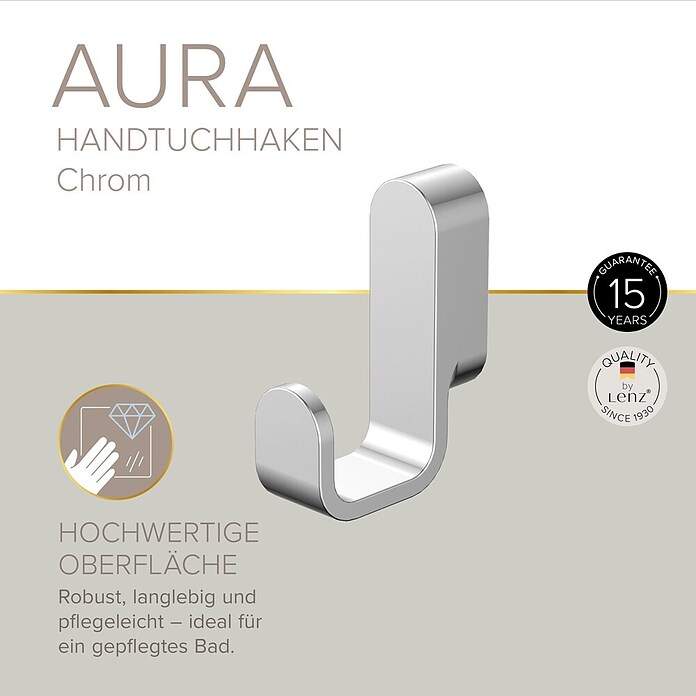 Lenz Aura Handtuchhaken (1-armig, Verchromt)
