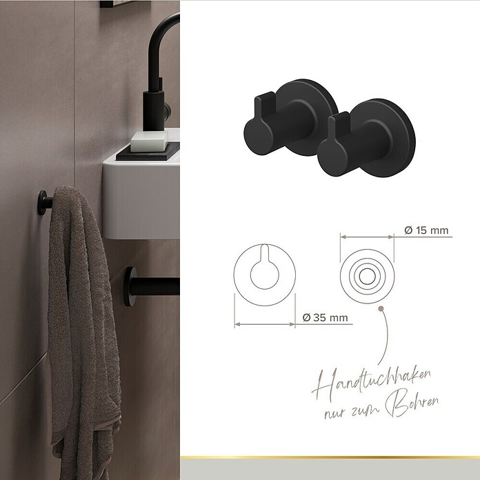 Lenz WC-Kombi-Bürstengarnitur Nero (4 -tlg., Schwarz) | BAUHAUS
