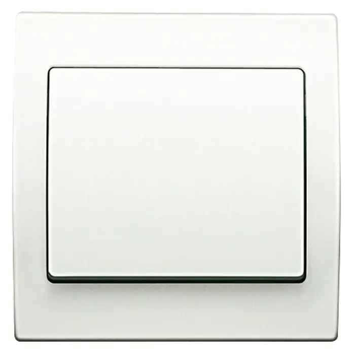 Siemens Delta Iris Conmutador - Blanco, Colocar, IP20 - Primer plano de un interruptor de luz blanco con botón rectangular y bordes redondeados para uso doméstico.
