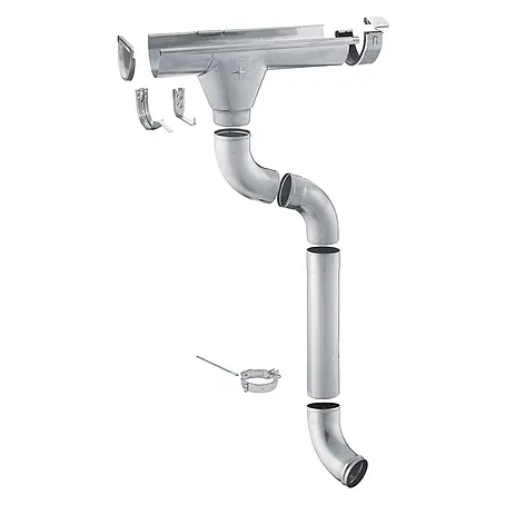Zambelli Dachrinnen Komplettset 4m 280/ 7 teilig Zink Silber für Gartenhaus