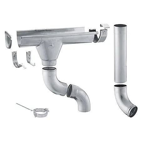 Zambelli  Dachrinne 4m RG 280 Komplettset Zink Gartenhaus Silber