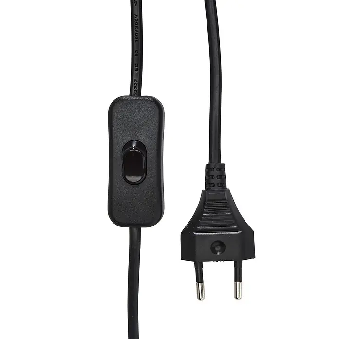 PR Home Pendelleuchte Fensterleuchte - 15 W, E27 - Schwarzes Stromkabel mit Ein-/Ausschalter und zweipoligem EU-Stecker.