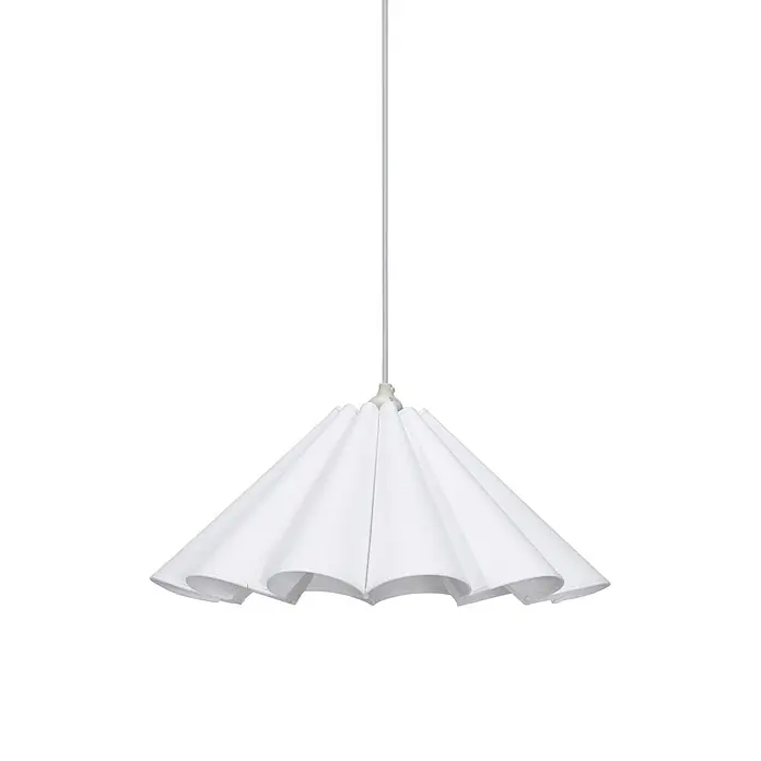 PR Home Pendelleuchte Freja - 15 W - Weißer plissierter Stoff-Pendelleuchtenschirm.