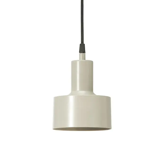 PR Home Pendelleuchte Solo - 25 W, E27 - Cremefarbene Keramik-Pendelleuchte mit dunklem Textilkabel.