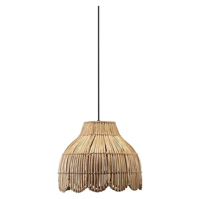 PR Home Pendelleuchte Outdoor - 40 W, E27 - Naturgeflochtene Pendelleuchte mit gewelltem Rand.