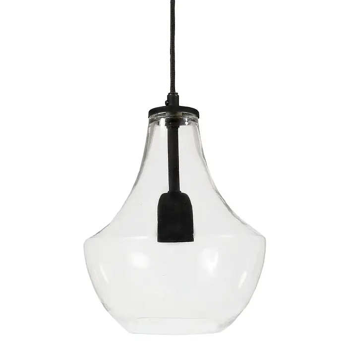 PR Home Pendelleuchte 20cm - 40 W, E27 - Pendelleuchte aus Klarglas mit schwarzem Kabel und Fassung.
