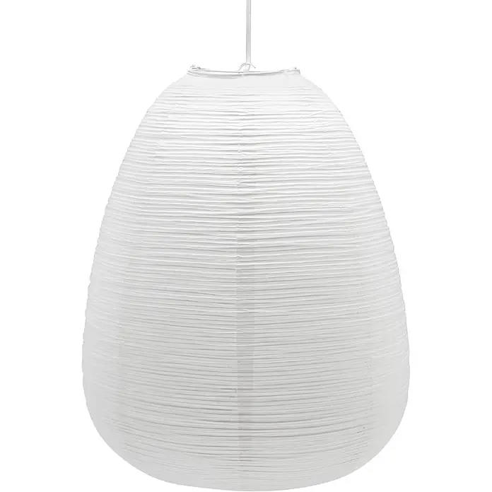 PR Home Pendelleuchte Lampenschirm -  - Weißer plissierter Papier-Pendelleuchtenschirm in Eiform.