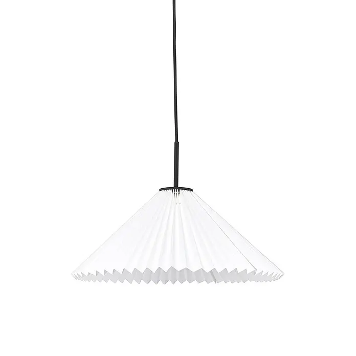 PR Home Pendelleuchte Polly - 25 W, E27 - Weiße Pendelleuchte aus plissiertem Papier mit schwarzem Kabel und Fassung.