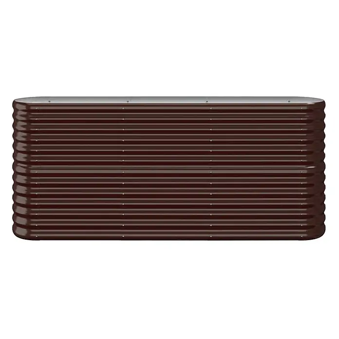Furnicato Hochbeet oval, verzinkter Stahl, Braun, 152 x 40 x 68 cm -  - Dunkelbraunes, rechteckiges Hochbeet aus Wellblech mit silbernem Rand.