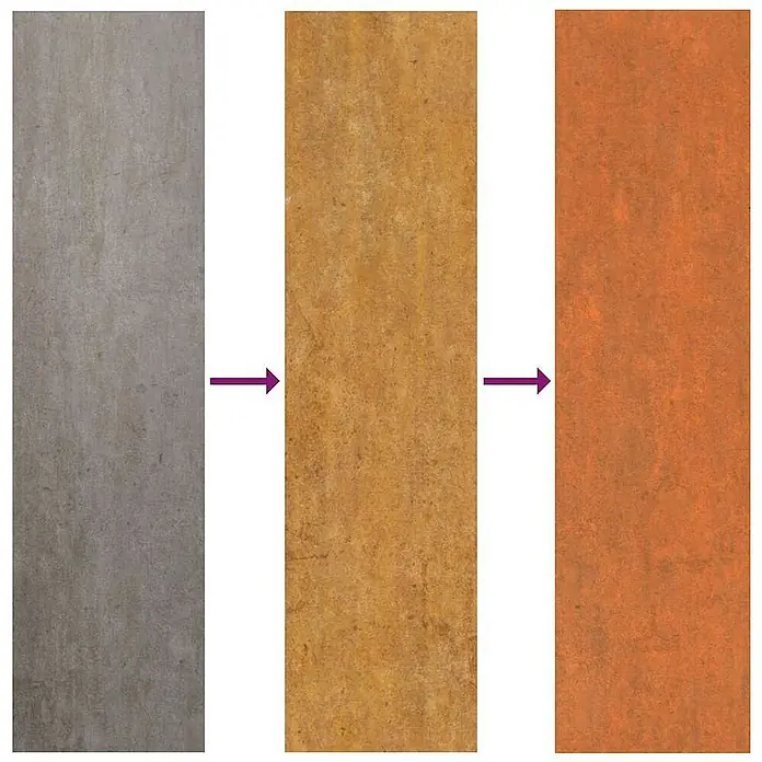 Furnicato Hochbeet - 100 x 100 x 45 cm, Stahl, Braun - Rostender Stahl, von Grau über Gelbbraun zu tiefem Rostorange patiniert.