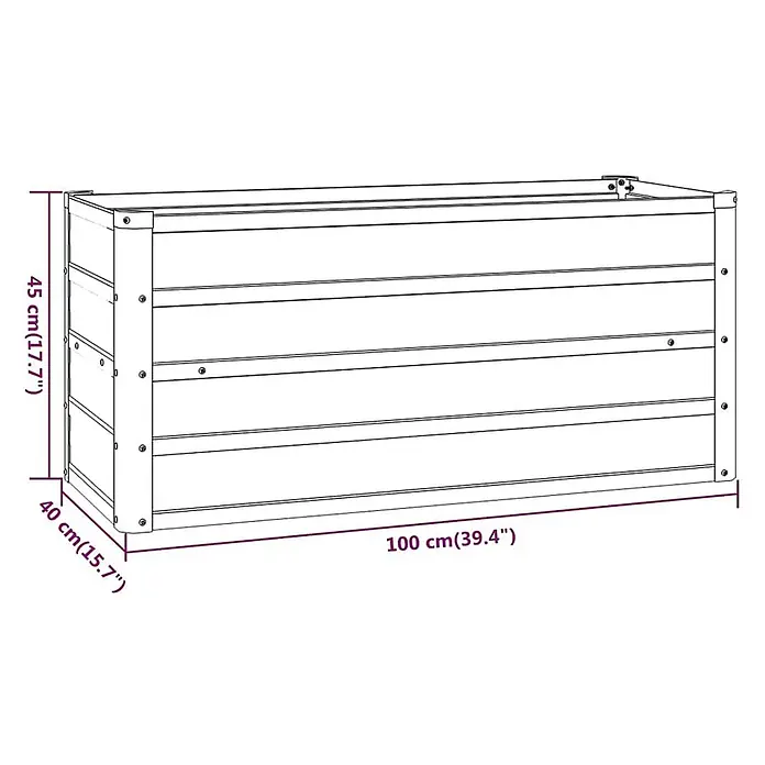 Furnicato Hochbeet - 100 x 100 x 45 cm, Stahl, Braun - Rechteckiger Pflanzkasten mit Lamellen, 100x40x45 cm.