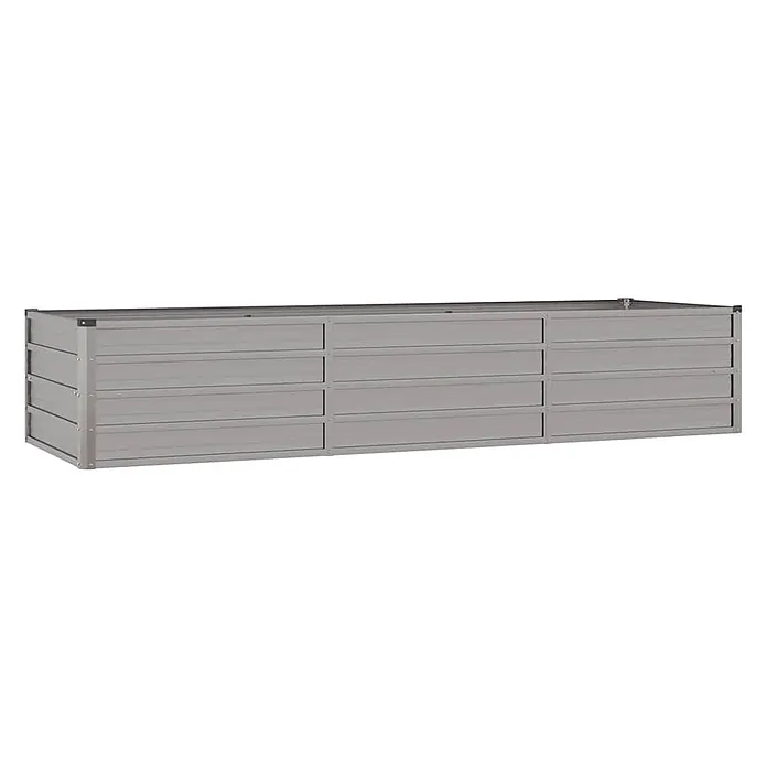 Furnicato Hochbeet - 240 x 80 x 45 cm, Stahl, Braun - Langes, rechteckiges Hochbeet aus grauem Metall mit modularem Paneeldesign.