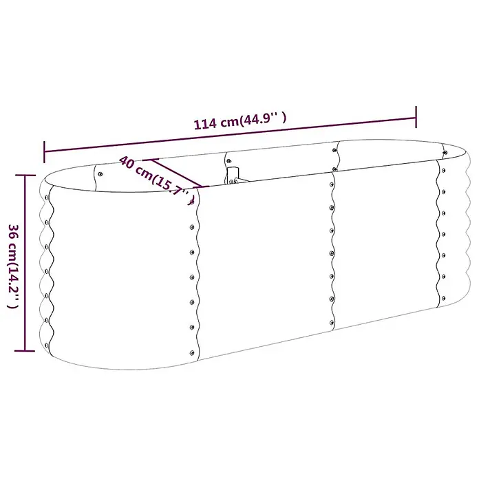 Furnicato Hochbeet - 40 x 114 x 36 cm, Stahl, Anthrazit - Ovales Hochbeet aus Metall mit Maßen: 114 cm lang, 40 cm breit, 36 cm hoch.