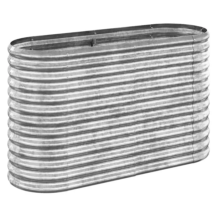 Furnicato Hochbeet - 114 x 40 x 68 cm, Stahl, Silber - Ovales Hochbeet aus verzinktem Wellstahl.