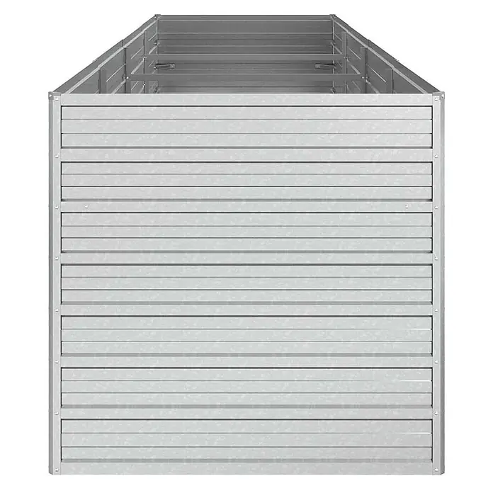 Furnicato Hochbeet - 320 x 80 x 77 cm, Stahl, Silber - Rechteckiges Hochbeet aus silbernem verzinktem Stahl mit horizontalen Lamellenwänden.