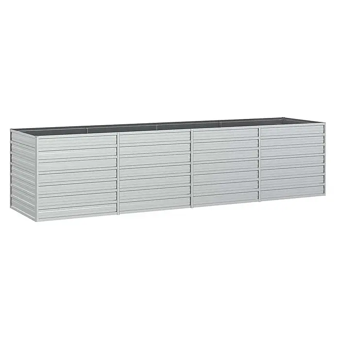 Furnicato Hochbeet - 320 x 80 x 77 cm, Stahl, Silber - Langes, silbernes Metall-Hochbeet oder Blumenkasten mit modularer Seitenverkleidung.