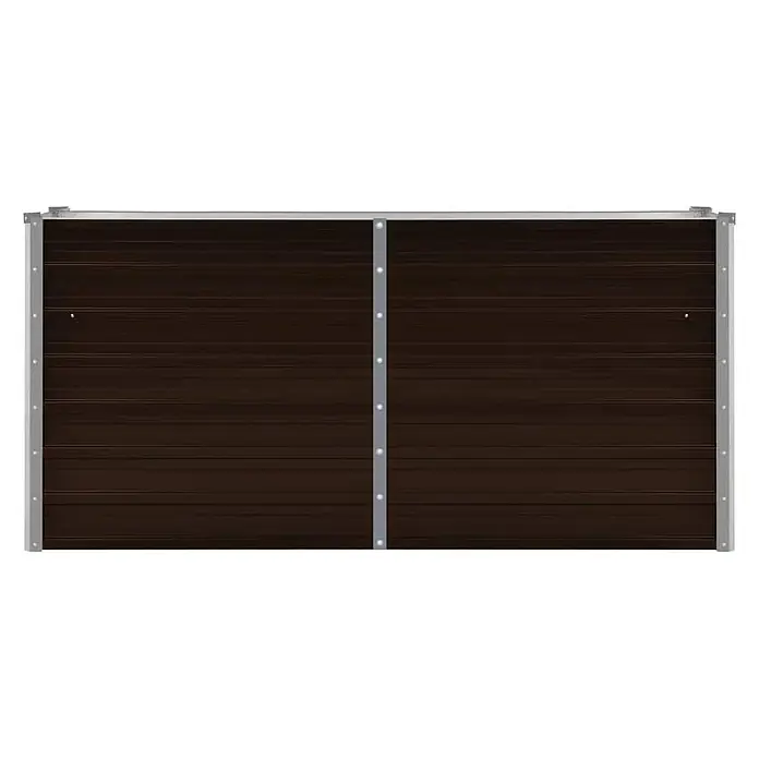 Furnicato Hochbeet - 40 x 160 x 77 cm, Stahl, Braun - Dunkelbraunes Wellblech-Doppeltor oder Wandelement mit silbernem Rahmen.