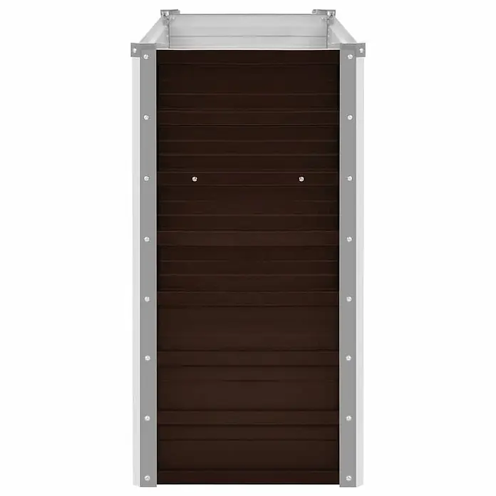 Furnicato Hochbeet - 40 x 160 x 77 cm, Stahl, Braun - Rechteckiges braunes Hochbeet aus Wellblech mit silbernem Rahmen.