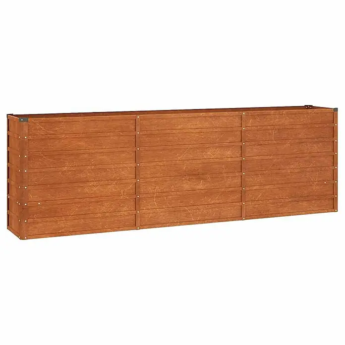Furnicato Hochbeet - 240 x 40 x 77 cm, Stahl, Braun - Langes, rötlich-braunes Hochbeet aus Holz mit modularem, rechteckigem Design.
