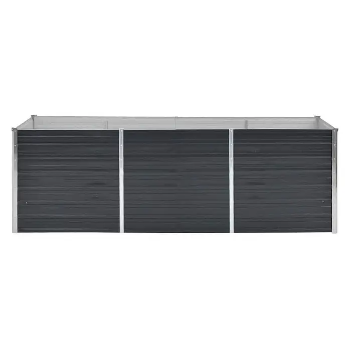 Furnicato Hochbeet - 80 x 240 x 77 cm, Stahl, Anthrazit - Dunkelgraues Hochbeet aus gewelltem Metall mit silbernem Rahmen.