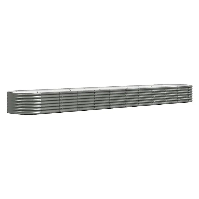 Furnicato Hochbeet - 440 x 80 x 36 cm, Stahl, Grau - Langes, schmales Hochbeet aus gewelltem, verzinktem Metall mit abgerundeten Enden.