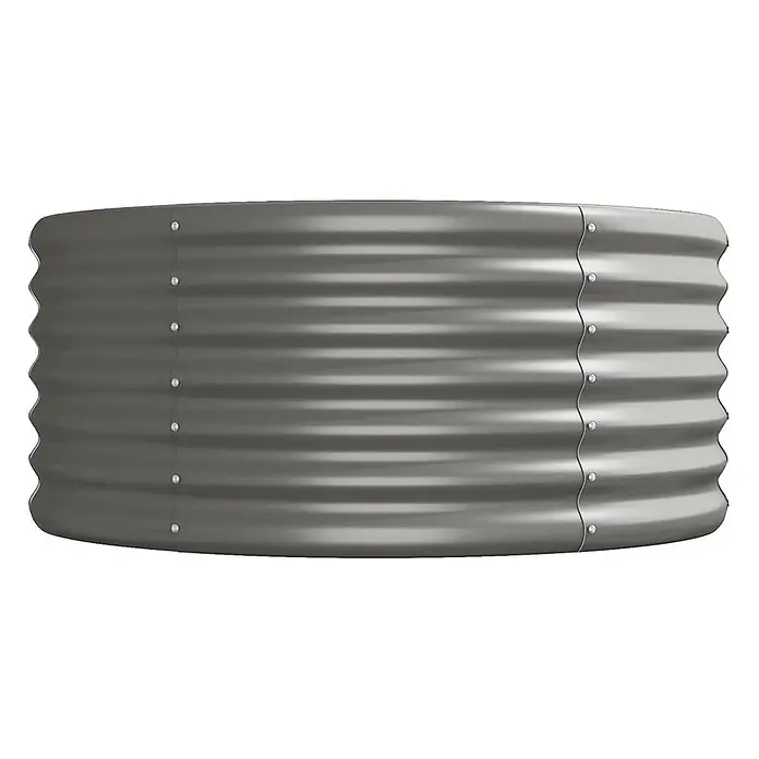 Furnicato Hochbeet - 440 x 80 x 36 cm, Stahl, Grau - Rundes, gewelltes, dunkelgraues Hochbeet aus Metall mit vertikalen Nähten und Nieten.