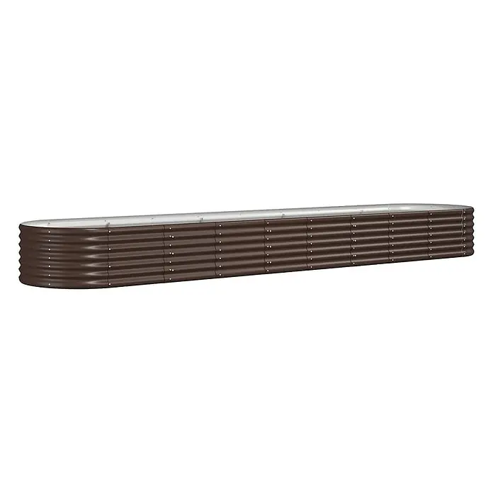 Furnicato Hochbeet - 368 x 80 x 36 cm, Stahl, Braun - Langes, dunkelbraunes Hochbeet aus Wellblech mit abgerundeten Enden und silbernem Innenrand zum Bepflanzen.