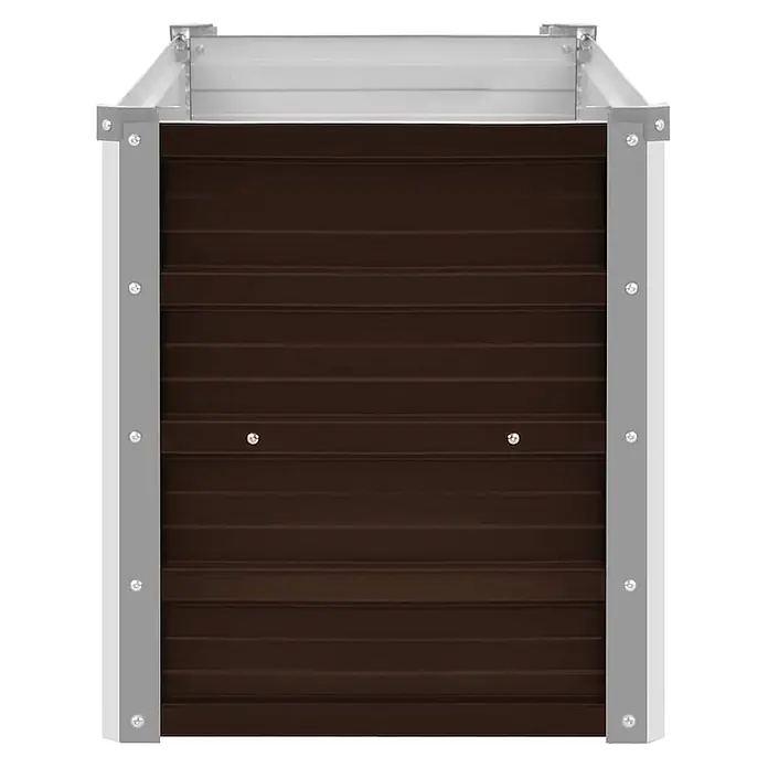 Furnicato Hochbeet - 40 x 100 x 45 cm, Stahl, Braun - Hochbeet/Komposter aus Metall mit braunen Wellblechplatten und silbernem Rahmen.