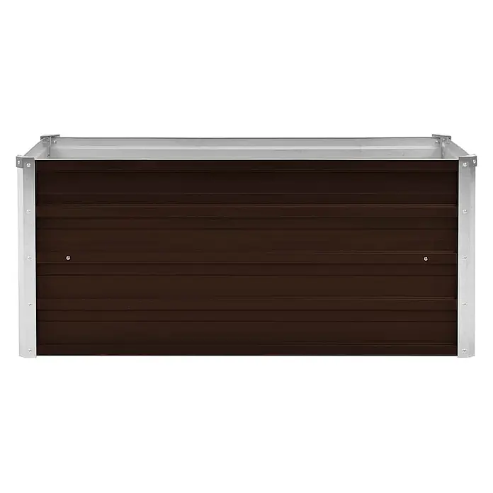 Furnicato Hochbeet - 40 x 100 x 45 cm, Stahl, Braun - Braunes Hochbeet aus Wellblech mit silbernem Rahmen.