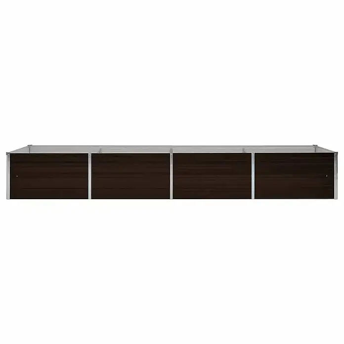 Furnicato Hochbeet verzinkter Stahl - 320 x 80 x 45 cm, Stahl, Braun - Langes Hochbeet mit dunkelbraunen Paneelen und silbernem Rahmen.