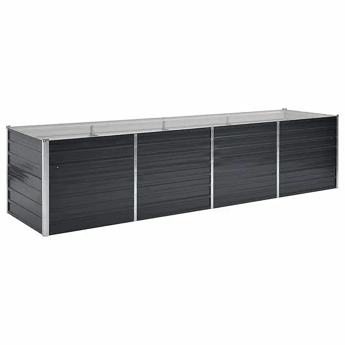 Furnicato Hochbeet - 80 x 320 x 77 cm, Stahl, Anthrazit - Rechteckiges, dunkelgraues Hochbeet aus Metall zum Bepflanzen.