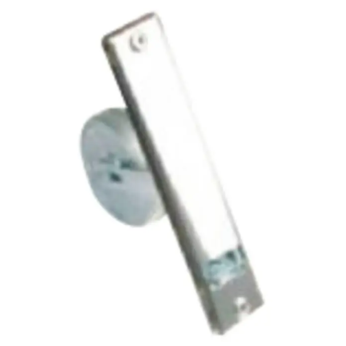 Recogedor de cinta de persiana de embutir - Largo: 24 cm, Anchura de la correa: 22 mm - Primer plano de un componente de cierrapuertas plateado y alargado con un soporte redondo. El material parece nuevo.