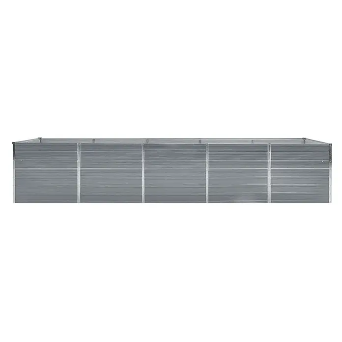 Furnicato Hochbeet - 400 x 80 x 77 cm, Stahl, Grau - Rechteckiges silbernes Hochbeet aus Metall mit Wellblechpaneelen.