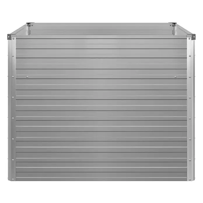 Furnicato Hochbeet verzinkter Stahl - 100 x 100 x 77 cm, Metall, Grau - Silbernes Metall-Hochbeet mit horizontal geriffelten Paneelen.