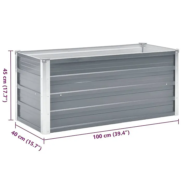 Furnicato Hochbeet - 100 x 40 x 45 cm, Stahl, Grau - Rechteckiges graues Metall-Hochbeet, 100x40x45 cm.