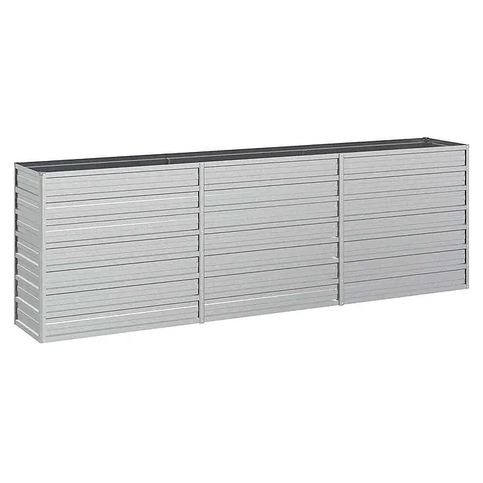 Furnicato Hochbeet - 240 x 40 x 77 cm, Stahl, Silber - Langes, rechteckiges Hochbeet aus grauen, horizontal lamellierten Metallplatten.
