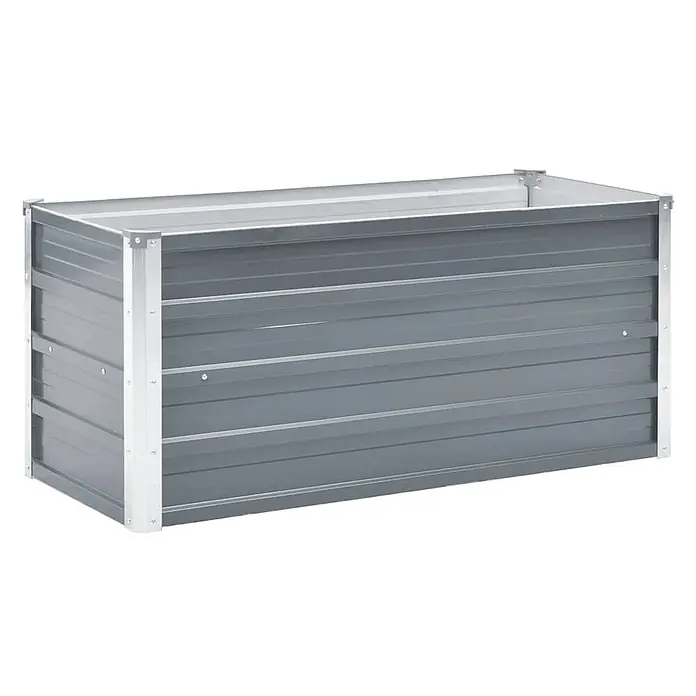Furnicato Hochbeet - 100 x 40 x 45 cm, Stahl, Grau - Rechteckiges graues Hochbeet aus gewelltem Metall.