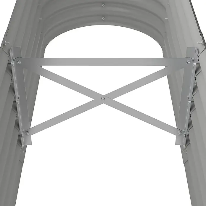 Furnicato Hochbeet - 152 x 40 x 36 cm, Stahl, Grau - Grauer Wellblech-Lichtschacht mit X-förmigem Metallsicherheitsgitter für Kellersicherheit.
