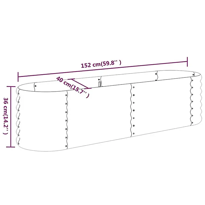 Furnicato Hochbeet - 152 x 40 x 36 cm, Stahl, Grau - Hochbeet, lang und schmal, Maße 152x40x36 cm.