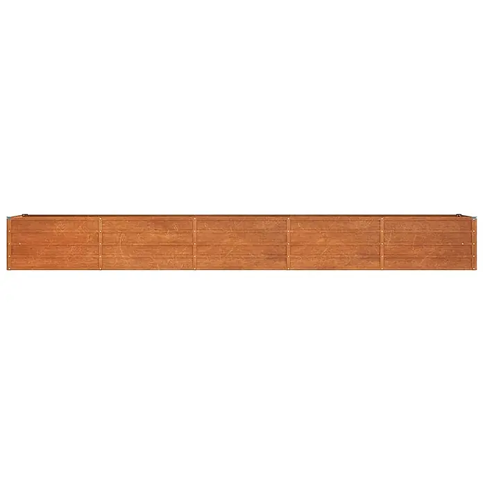Furnicato Hochbeet - 400 x 80 x 45 cm, Stahl, Braun - Langes Hochbeet aus Holz, Draufsicht. Braunes Holz mit sichtbaren vertikalen Stützen.