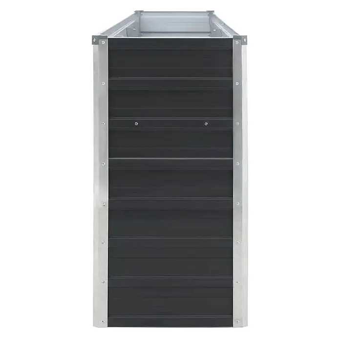 Furnicato Hochbeet - 320 x 40 x 77 cm, Metall, Anthrazit - Hohes, rechteckiges Hochbeet mit silbernem Metallrahmen und dunkelgrauen Wellblechpaneelen.