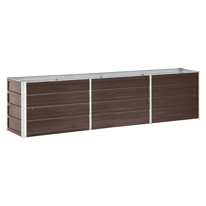 Furnicato Hochbeet verzinkter Stahl - 240 x 40 x 45 cm, Stahl, Braun - Braunes Wellblech-Hochbeet mit silbernem Rahmen.