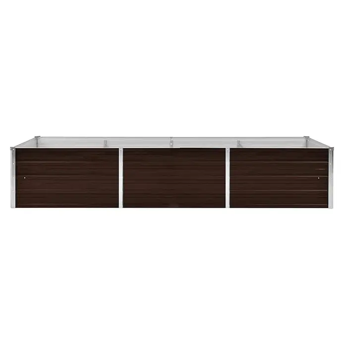 Furnicato Hochbeet Verzinkter Stahl - 240 x 80 x 45 cm, Stahl, Braun - Langes, rechteckiges Hochbeet aus braunem Wellblech mit silbernem Rahmen und Stützen.