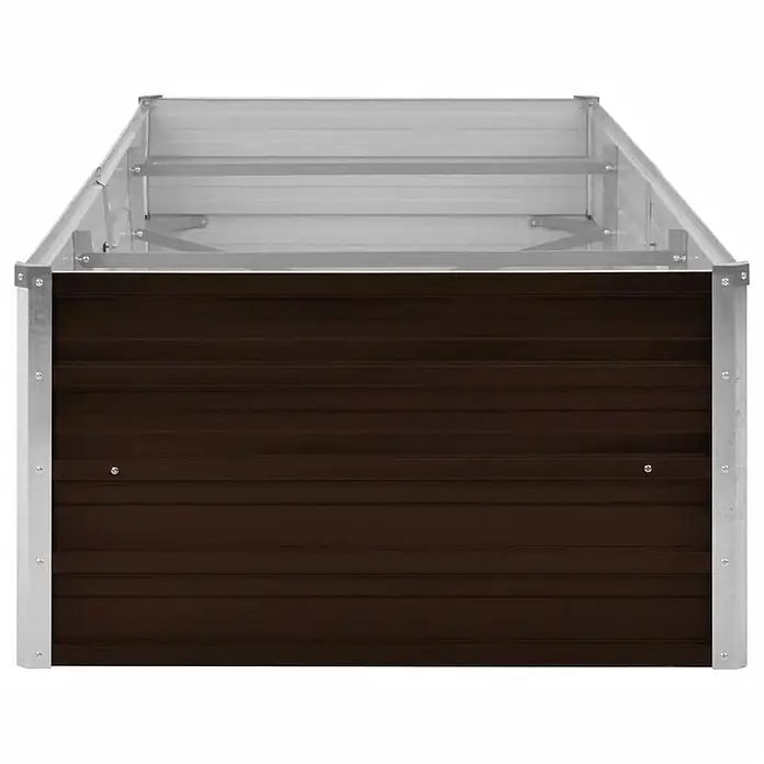 Furnicato Hochbeet Verzinkter Stahl - 240 x 80 x 45 cm, Stahl, Braun - Rechteckiges Hochbeet mit dunkelbraunen Wellblechplatten und silbernem Rahmen.