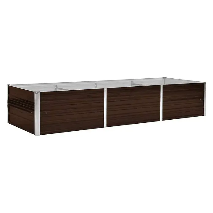 Furnicato Hochbeet Verzinkter Stahl - 240 x 80 x 45 cm, Stahl, Braun - Langes, braunes Hochbeet aus Metall mit silbernem Rahmen.