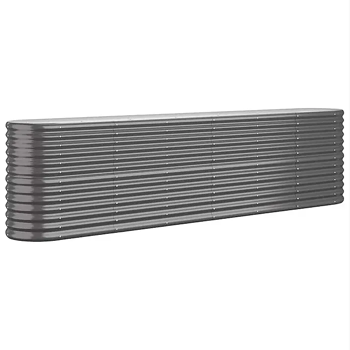 Furnicato Hochbeet - 260 x 40 x 68 cm, Stahl, Anthrazit - Langes, schmales, graues Hochbeet aus Wellblech mit abgerundeten Enden.