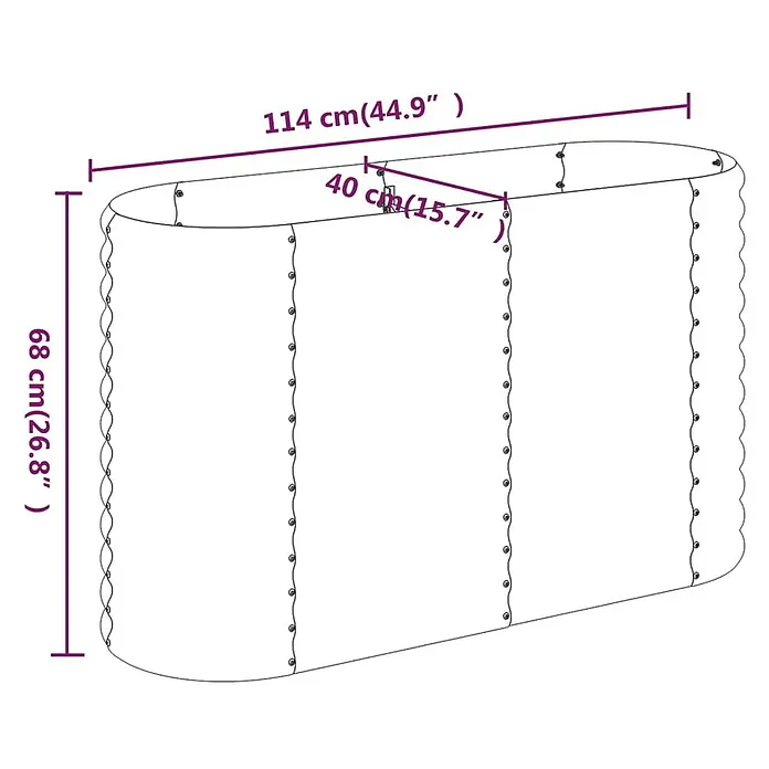 Furnicato Hochbeet - 114 x 40 x 68 cm, Stahl, Braun - Ovales Hochbeet, Maße 114x40x68 cm.
