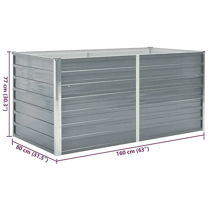 Furnicato Hochbeet - 160 x 80 x 77 cm, Metall, Grau - Rechteckiges Hochbeet aus grauem Wellblech.